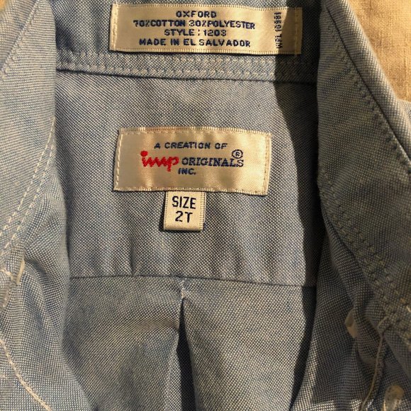 IMP,Boys 2T blue oxford button down - Picture 2 of 2